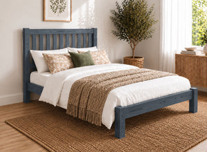 Shelton Painted Blue Solid Oak Bed in Low End