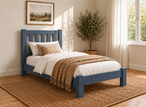 Shelton Painted Blue Solid Oak Bed in Low End, Single Size