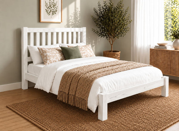 Shelton Painted Cream Solid Oak Bed in Low End