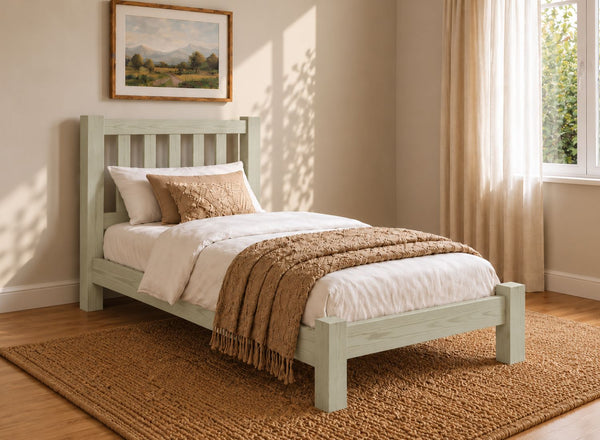 Shelton Painted Green Solid Oak Bed in Low End, Single Size