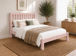 Shelton Painted Pink Solid Oak Bed in Low End
