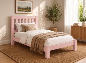 Shelton Painted Pink Solid Oak Bed in Low End, Single Size