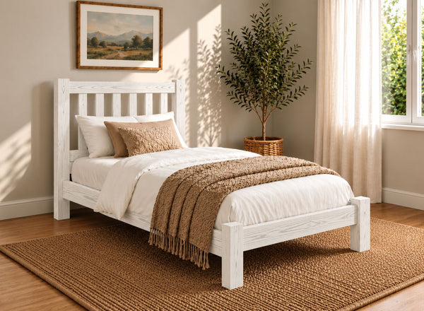 Shelton Painted White Solid Oak Bed in Low End, Single Size