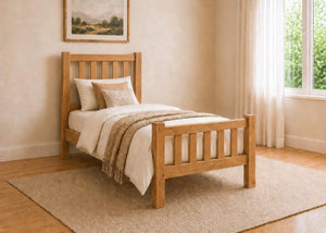 Shelton Stained Antique Wooden Bed in High End, Single Size