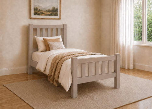 Shelton Grey Wooden Bed in High End, Single Size