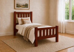 Shelton Stained Mahogany Wooden Bed in High End, Single Size