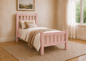 Shelton Pink Wooden Bed in High End, Single Size