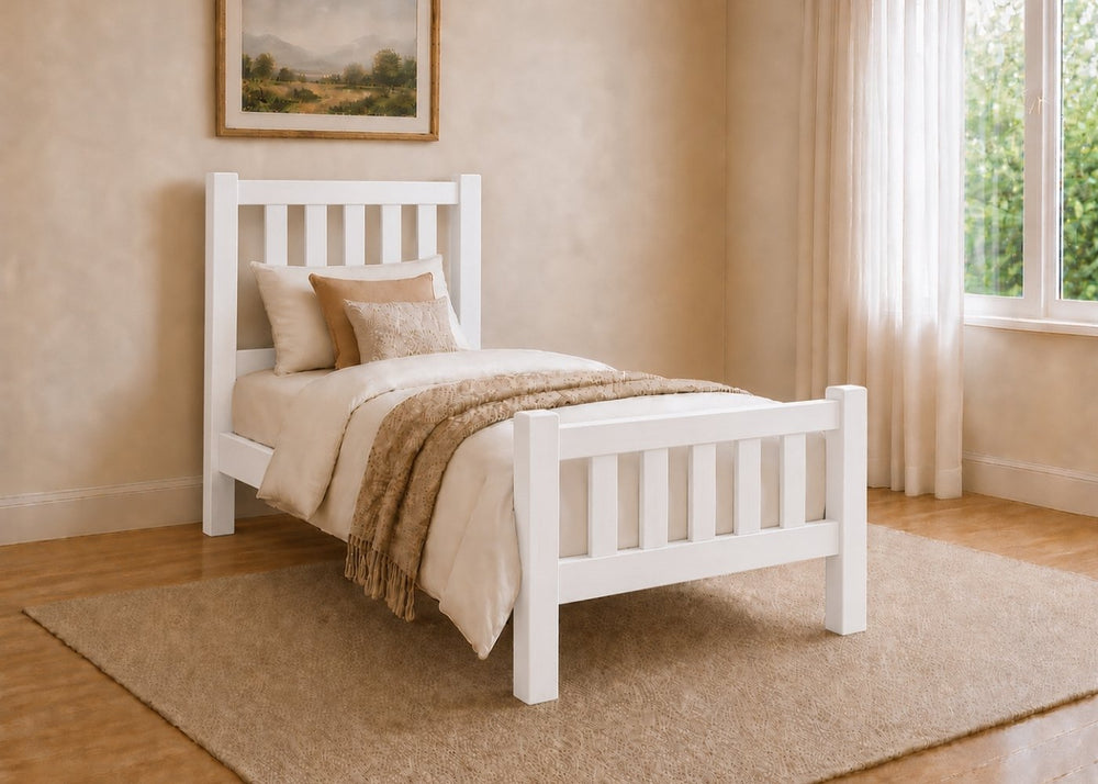Shelton Green Wooden Bed in High End - Mizzle Green