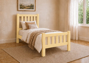 Shelton Yellow Wooden Bed in High End, Single Size