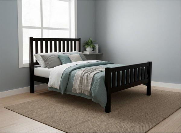 Shelton Wooden Bed High End in Black Ash Finish