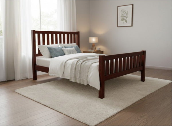 Shelton Wooden Bed High End in Mahogany Finish