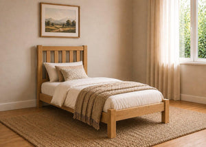 Shelton Stained Antique Wooden Bed in Low End, Single Size