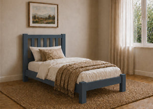Shelton Blue Wooden Bed in Low End, Single Size