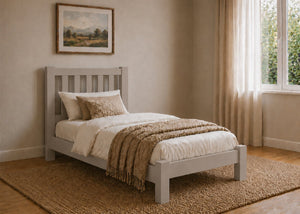Shelton Grey Wooden Bed in Low End, Single Size