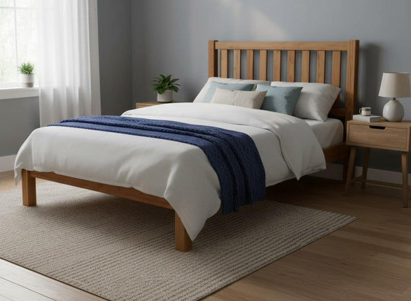 Shelton Bed in Oak Finish (Low End)