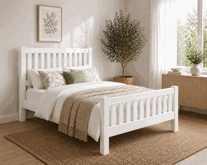 Shelton White Wooden Bed Frame High End - All White