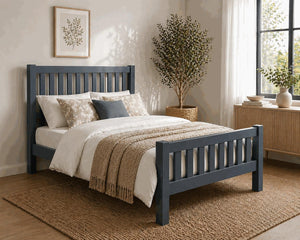 Shelton Blue Wooden Bed Frame in High End - Hague Blue