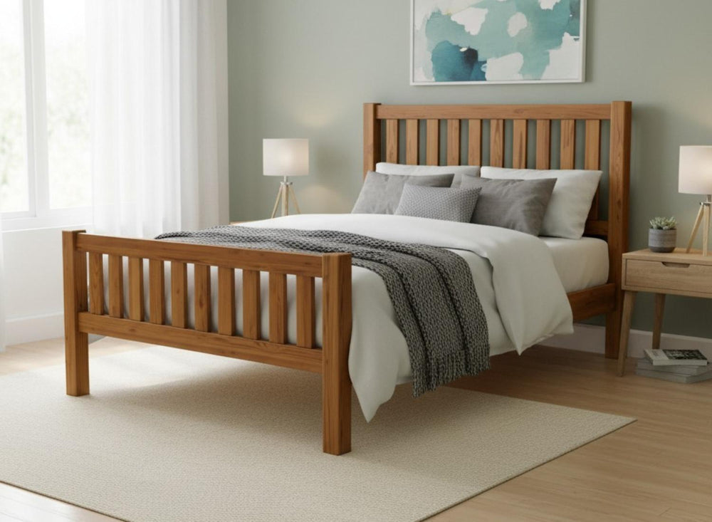 Shelton Wooden Bed High End in Oak Finish