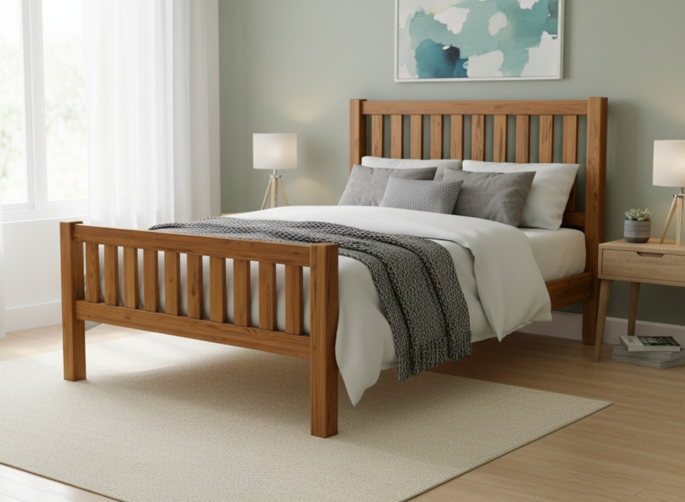 Shelton Wooden Bed High End in Oak