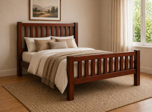 Shelton Stained Mahogany Wooden Bed in High End