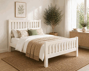 Shelton Cream Wooden Bed Frame in High End - James White Cream