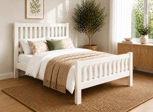 Shelton Cream Wooden Bed Frame in High End - James White Cream