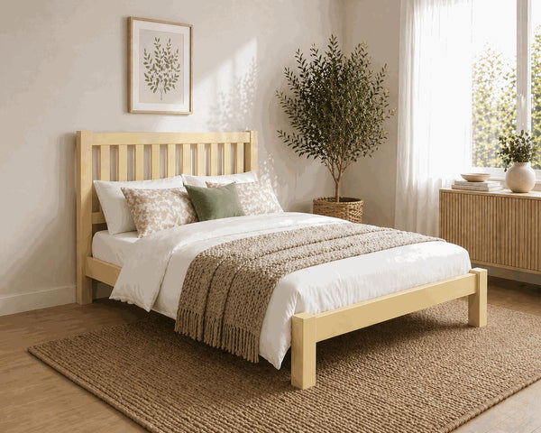 Shelton Yellow Wooden Bed Frame in Low End - Dayroom Yellow