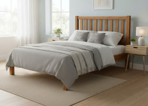 Shelton Wooden Bed Low End in Oak Finish