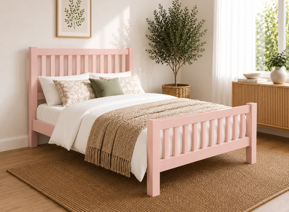 Shelton Pink Wooden Bed Frame High End - Nancy's Blushes Pink