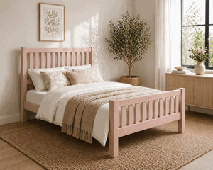 Shelton Pink Wooden Bed Frame High End - Nancy's Blushes Pink