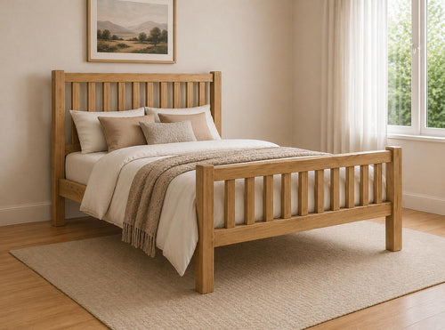 Shelton Stained Antique Wooden Bed in High End