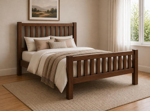 Shelton Stained Chocolate Wooden Bed in High End
