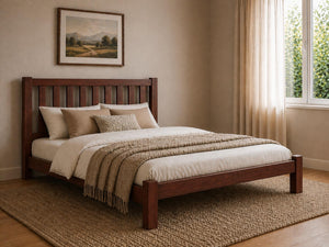 Shelton Stained Mahogany Wooden Bed in Low End