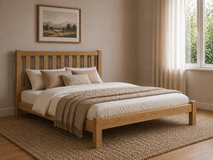 Shelton Stained Antique Wooden Bed in Low End