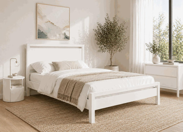 Shernborne White Wooden Bed Frame - All White