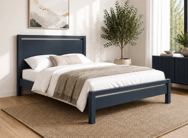 Shernborne Blue Wooden Bed Frame - Hague Blue