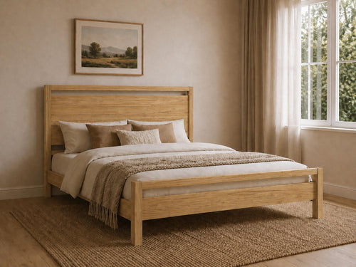 Shernborne Stained Antique Wooden Bed in Country Cottage Bedroom Style
