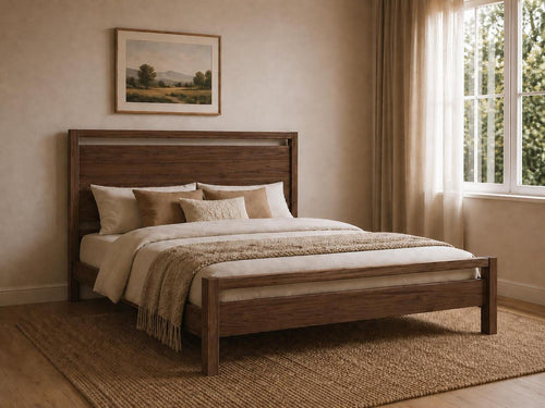 Shernborne Stained Chocolate Wooden Bed in Country Cottage Bedroom Style