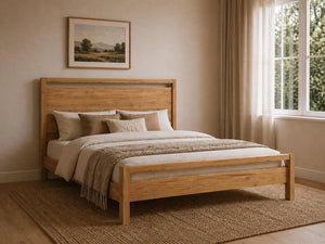 Shernborne Stained Oak Wooden Bed in Country Cottage Bedroom Style