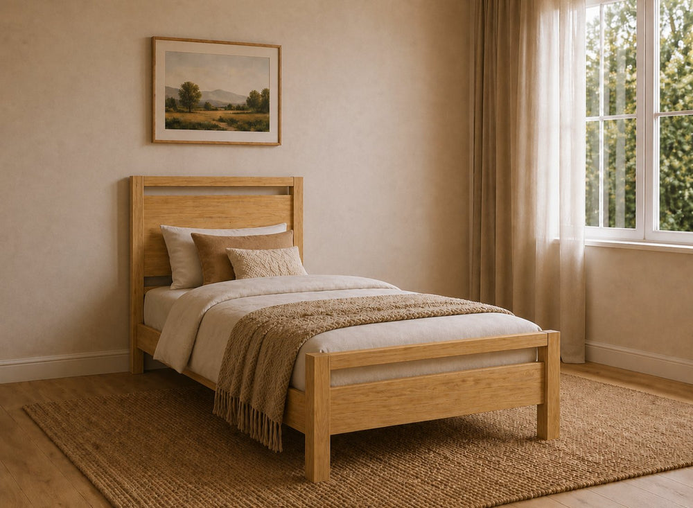 Shernborne Stained Antique Wooden Bed in Country Cottage Bedroom Style