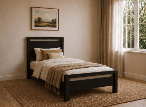 Shernborne Stained Black Wooden Bed, Single Size 