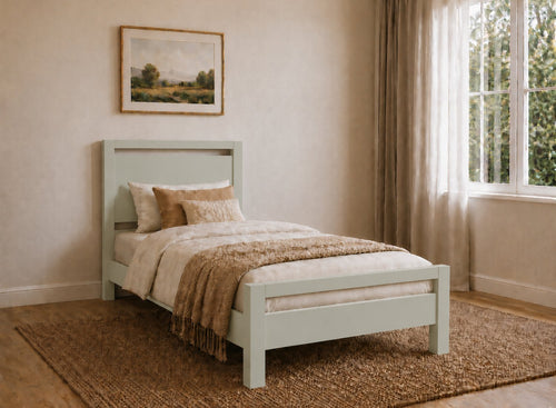 Shernborne Painted Sage Green Wooden Bed, Single Size 