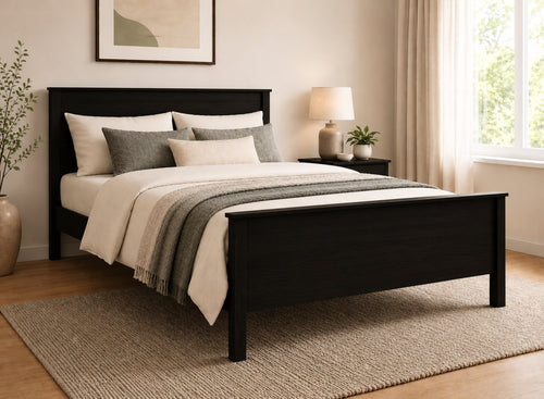 Shouldham Black Wooden Bed in High End Style