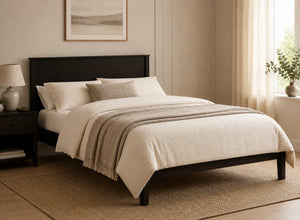 Shouldham Black Wooden Bed in Low End Style