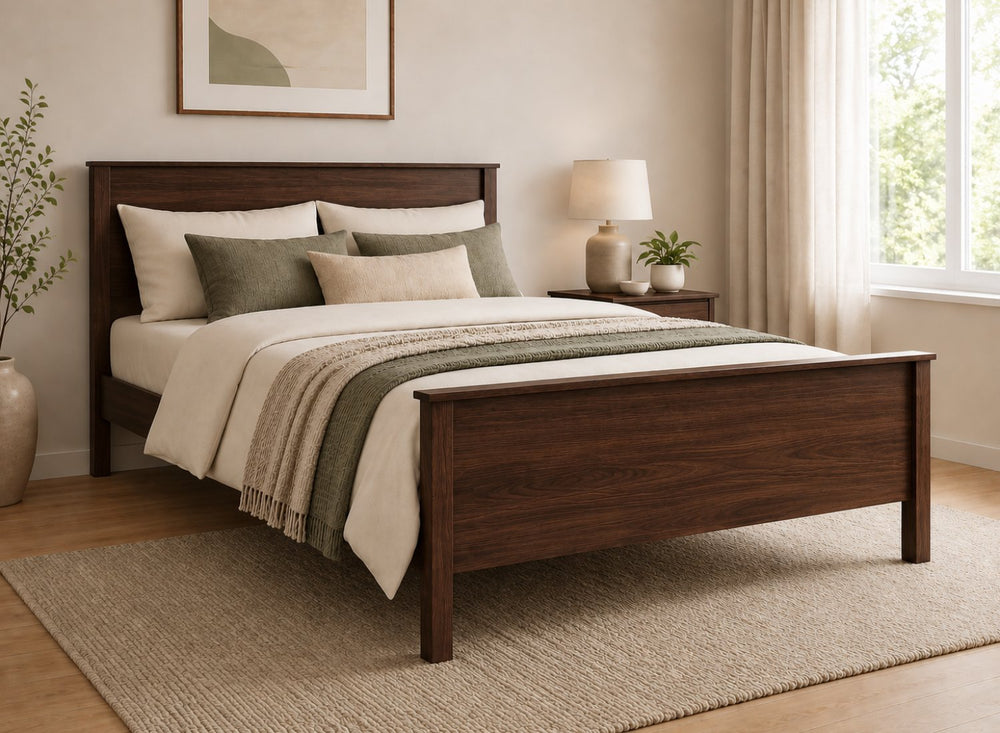 Shouldham Chocolate Wooden Bed in High End Style