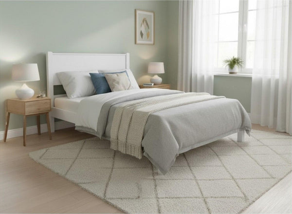 Shouldham Wooden Bed Frame in All White Finish (Low End)