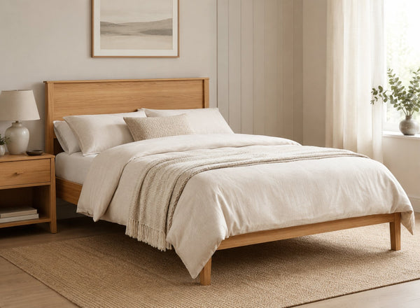 Shouldham Oak Wooden Bed in Low End Style