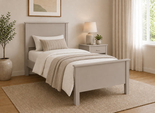 Shouldham Grey Wooden Bed in High End Style, Single Size