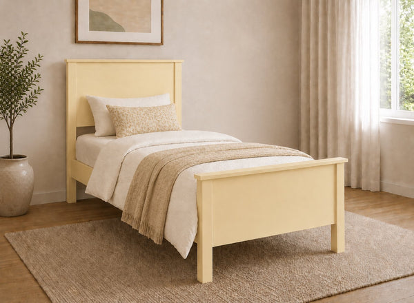 Shouldham Yellow Wooden Bed in High End Style, Single Size