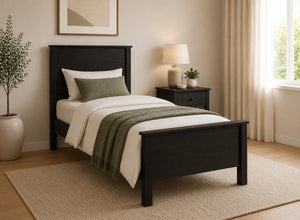 Shouldham Black Wooden Bed in High End Style, Single Size